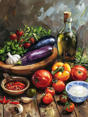 Fresh cooking oil painting