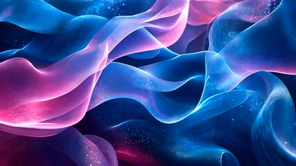 Abstract waves of translucent blue and pink hues flow in an artistic, textured, and mesmerizing composition - Powered by Adobe