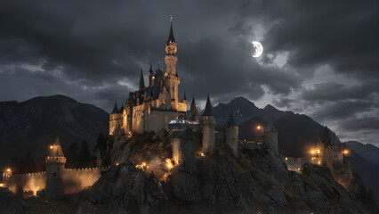 Big castle in night