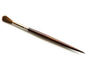 A single paintbrush isolated against a pure white background for a minimalist, artistic representation
