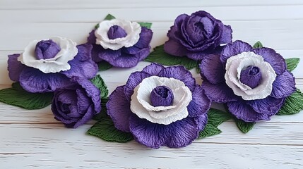 Purple and White Crepe Paper Flowers Craft