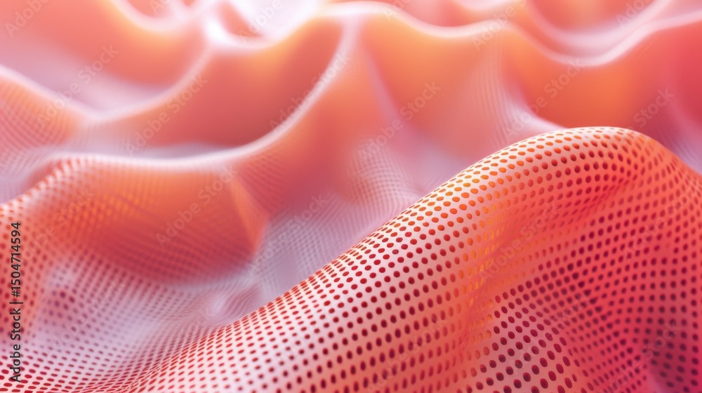 Poster minimal mesh pattern on a matte coral background