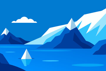 Mountain landscape vector illustration of snow and ice peak with clear sky design