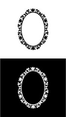 set of vector black and white frames oval abstract