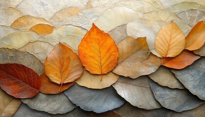 Abstract autumn pattern with vibrant foliage creates a warm and textural scene