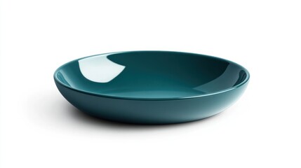 A teal-colored dish, isolated on a clean white background, minimalistic and modern in design
