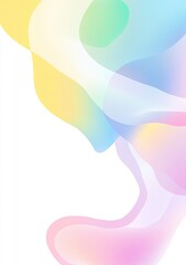 Abstract flowing shapes in pastel colors.  Soft, fluid forms merge and blend against a white background. Delicate, ethereal visual