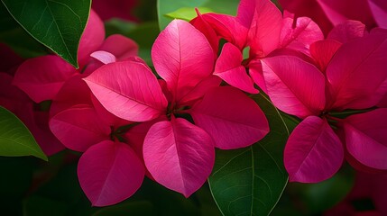 Vibrant Pink Bougainvillea Flowers Close Up Macro Shot