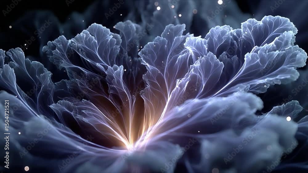 Poster abstract fractal flower: a close-up, eye-level perspective of a mesmerizing fractal flower, rendered