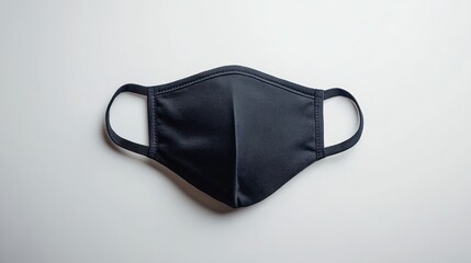 Black reusable face mask, isolated on a crisp white background, symbolizing sustainability and cleanliness