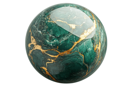 Green Marble Sphere Gold Veins Texture   - Powered by Adobe