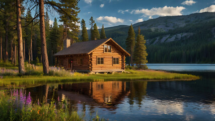 Fototapeta premium house on the lake