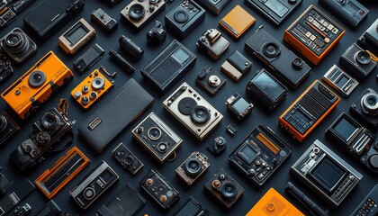Vintage Camera Collection: A nostalgic display of classic photographic equipment era