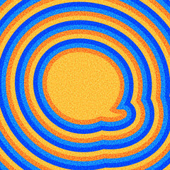 Bold orange chat icon with layered blue ripple waves on textured background. Vector illustration.