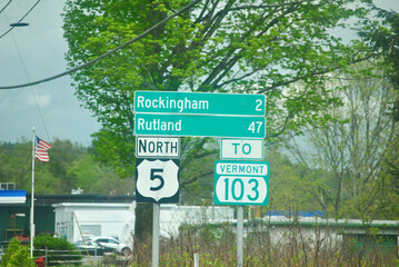 Route 5 North, Rockingham Vermont, road signage.