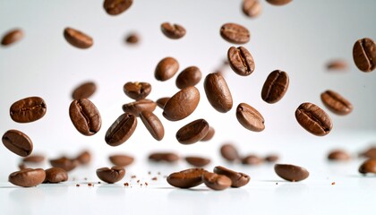 Obraz premium Coffee Beans Bouncing and Scattering Energetically