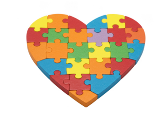 Heart puzzle pieces colorful love concept jigsaw valentine gift on transparent background