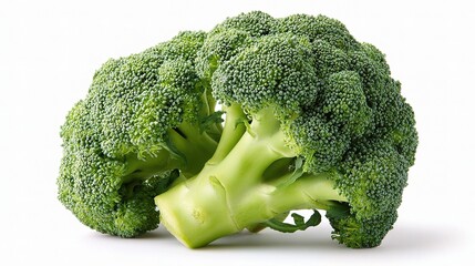 Fresh Broccoli Head Isolated on White Background for Healthy Cooking