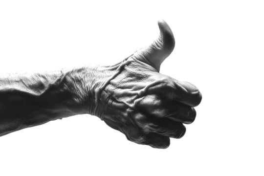 Aged Hand Thumbs Up Gesture Black White 