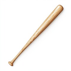Obraz premium A classic wooden baseball bat with a natural grain finish, isolated on a white background.