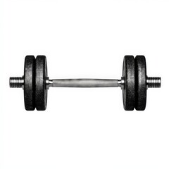 A single metal dumbbell with adjustable weight plates on a white background.