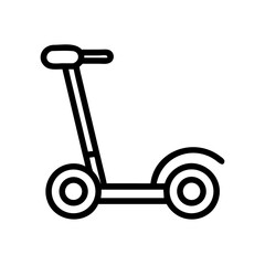 Simple line drawing of a black scooter with two wheels and a handlebar on a white background image