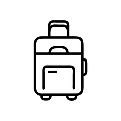 Outlined luggage with handle and wheels ready for travel and adventure on a journey far away