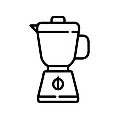 Outline drawing of a kitchen appliance with a pitcher and a base with a circular button design