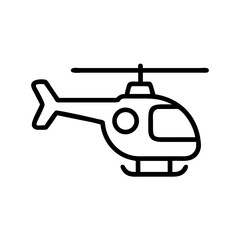 Simple depiction of a flying machine with rotor and tail on a white background design style
