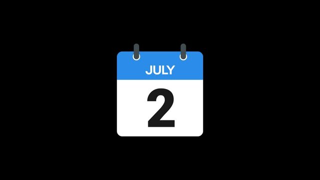 2 July in calendar animation without background