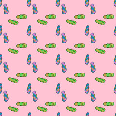 Vector seamless summer pattern with many flip flops. Beach shoes on pink background. Striped foot slippers. For summertime clothing and garments design, bedding, wrapping paper, and nursery wallpaper.