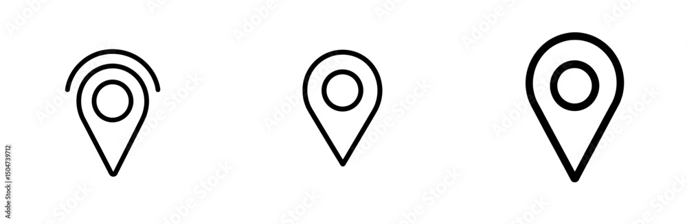 Poster different variations of location icons showcasing unique designs and styles in a simplified line art