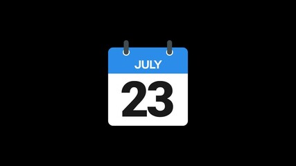23 July in calendar animation without background
