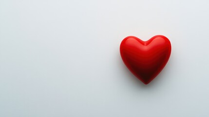 Minimalist red heart shape, isolated on a white background for a romantic and clean look