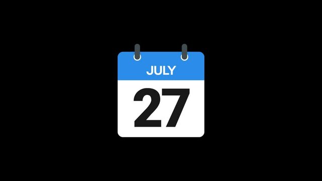 27 July in calendar animation without background