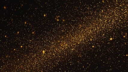 Abstract animation of shimmering golden dust particles and sparkling stars flowing and glittering against a dark background, perfect for luxury or magical video overlays. - Powered by Adobe