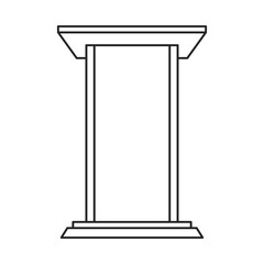 Classic wooden podium, lectern or rostrum icon from the front for public speaking in outline vector