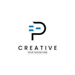 Minimalist Logo Letter P with plug for your brand. Logo template design