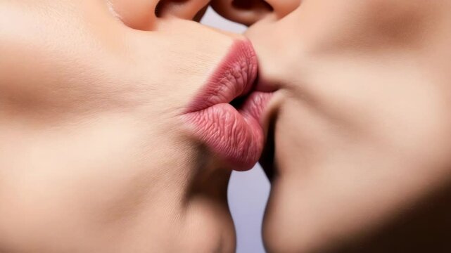 Close-up of woman's puckered lips for kiss