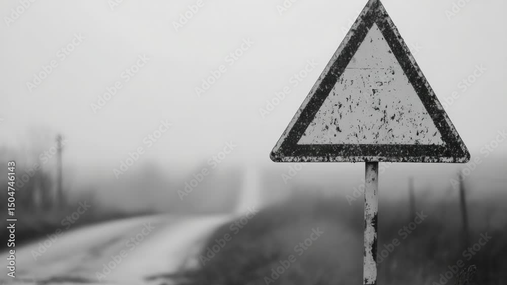 Poster a classic road sign in black and white, great for use in various contexts where simplicity and contr
