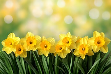 Obraz premium Vibrant Cluster of Yellow Daffodils in Spring