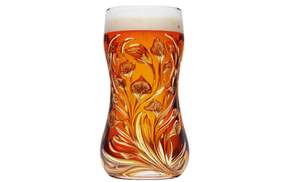 Festive beer glass featuring hand painted Oktoberfest artwork for celebration events Isolated on Transparent Background PNG