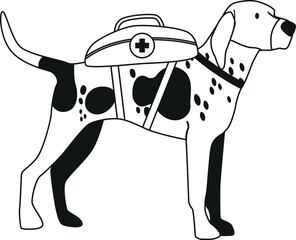 Avalanche rescue dog vector illustration