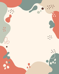 Artistic abstract border featuring smooth curves and scattered dots in pastel shades for stylish presentations