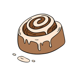 Fresh bakery food dessert. Sweet cinnamon rolls with pastry icing delicious and appetizing bun. Confectionery outline food art