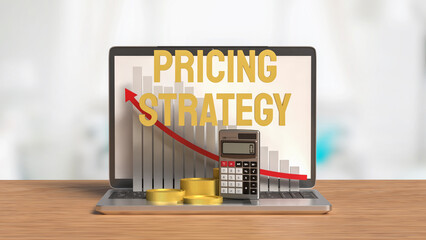 The Pricing Strategy on notebook for marketing concept 3d Rendering.