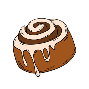 brown cinnamon roll with white icing clip art preview
