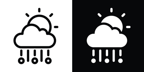 Weather Icon with Sun, Cloud, and Hail: Daytime Hailstorm Climate Symbol
