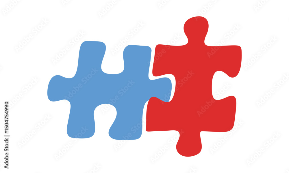 Aufkleber puzzle pieces silhouette for autism concept. jigsaw game isolated on white background. teamwork and 