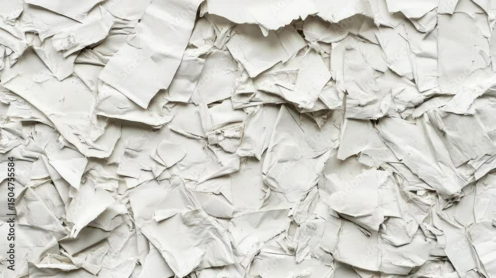 Poster a close-up of a white wall with various papers and clippings stuck to it, great for background or cr